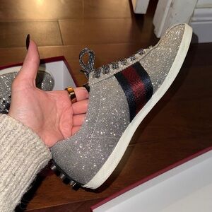 Sparkling Silver Gucci Sneakers